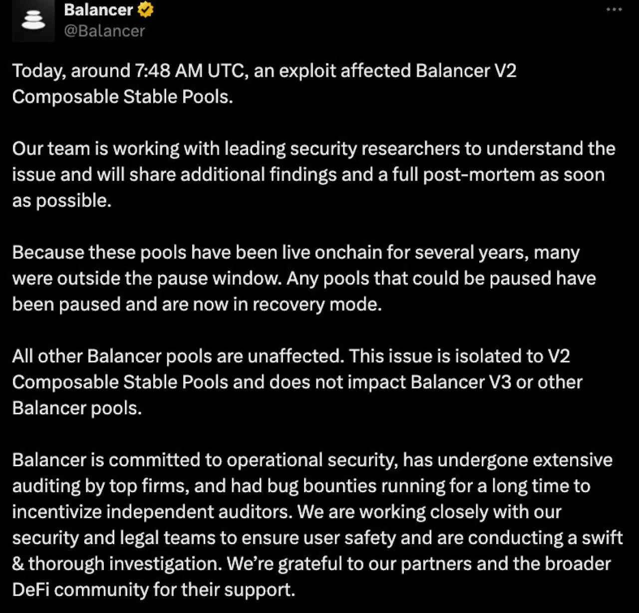 Balancer Protokolü 100 Milyon Dolarlık Güvenlik İhlali ile Sarsıldı: 11 Denetim Yeterli Olmadı