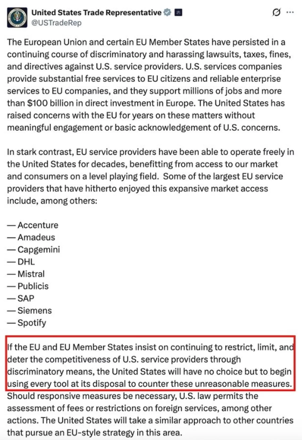 AB'nin Dijital Hizmet Kısıtlamalarına Karşı ABD'den Ticari Tepki Uyarısı