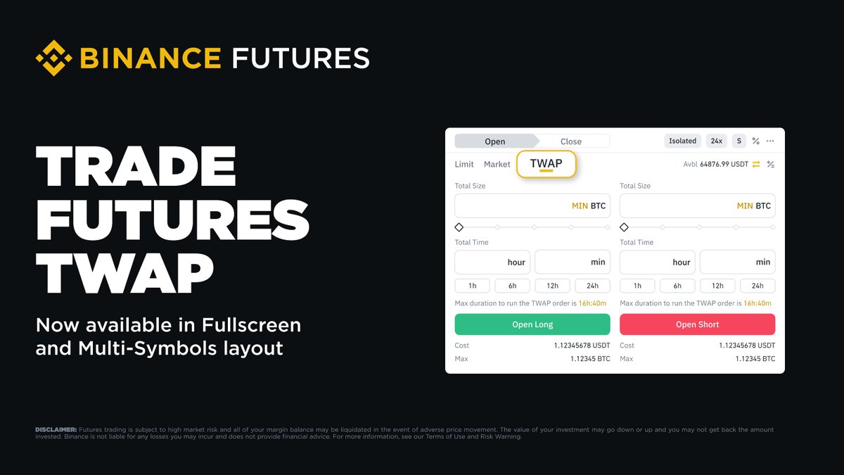 Binance Futures TWAP Stratejisi Tam Ekran ve Çoklu Sembol Modunu Destekliyor