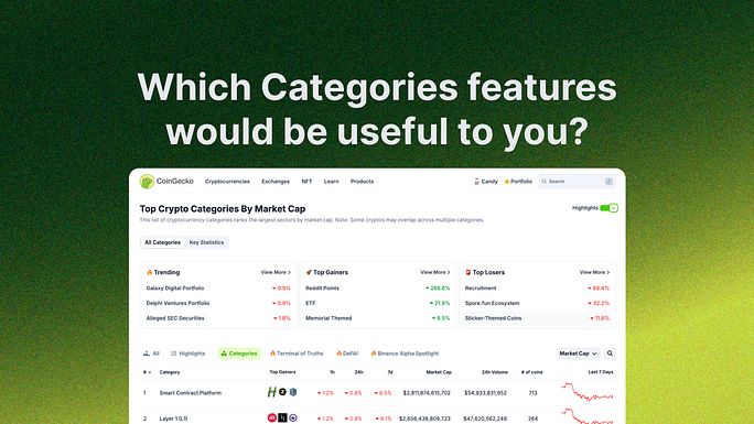 CoinGecko, Kategori Özelliği İçin Kullanıcılardan Geri Bildirim Bekliyor