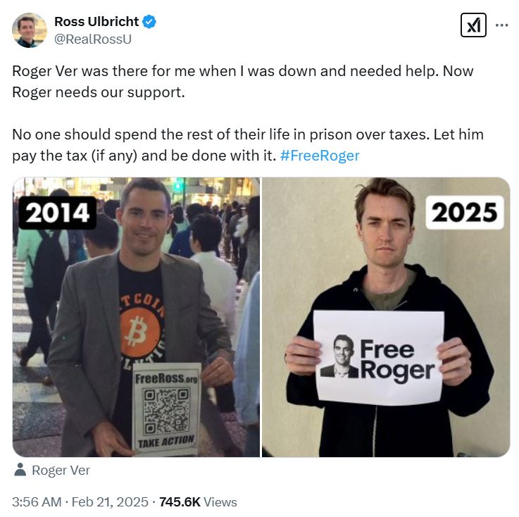 Silk Road Kurucusu Ross Ulbricht, Roger Ver'in Serbest Bırakılmasını Talep Etti