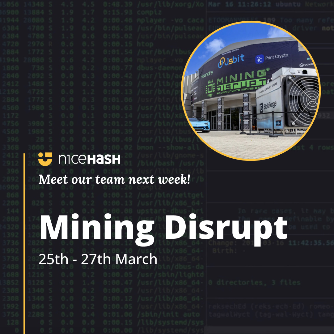 NiceHash Ekibi, MiningDisrupt Etkinliğine Katılacak